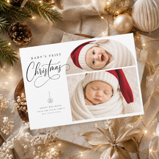 Cartes Pour Fêtes Annuelles Premier Noël de bébé Photo de vacances en portrait