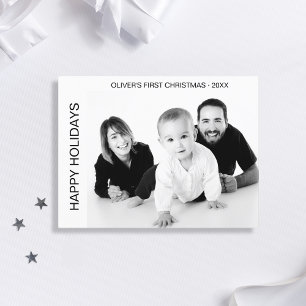 Cartes Pour Fêtes Annuelles Premier Noël de bébé Photo Noir et Blanc