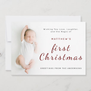 Cartes Pour Fêtes Annuelles Premier Noël de bébé Simple 1 Photo Greeting