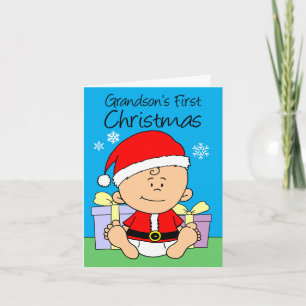 Cartes Pour Fêtes Annuelles Premier Noël de Grandson mignon Little Père Noël