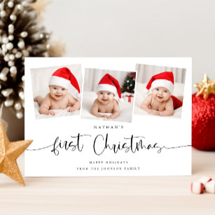 Cartes Pour Fêtes Annuelles Premier Noël du bébé minimaliste 3 mignonne photo