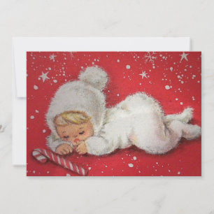 Cartes Pour Fêtes Annuelles Premier Noël du bébé vintage