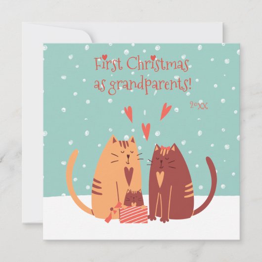 Cartes Pour Fêtes Annuelles Premier Noël en grand-parents ! Chats mignons (Devant)