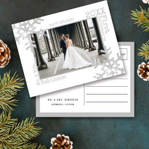Cartes Pour Fêtes Annuelles Premier Noël en tant que M. et Mme Flocon de Neige