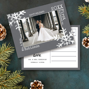 Cartes Pour Fêtes Annuelles Premier Noël en tant que M. et Mme Gray Snowflake
