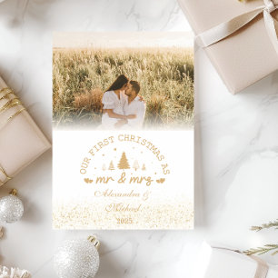 Cartes Pour Fêtes Annuelles Premier Noël en tant que M. et Mme or photo