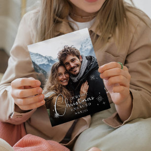 Cartes Pour Fêtes Annuelles Premier Noël Engagé Happy Couple Photo