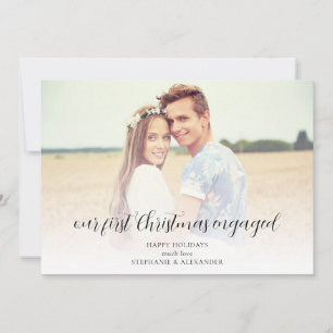 Cartes Pour Fêtes Annuelles Premier Noël Engagé Photo Overlay Nom