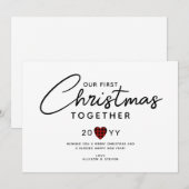 Cartes Pour Fêtes Annuelles Premier Noël Ensemble Couples Coeur rustique (Devant / Derrière)