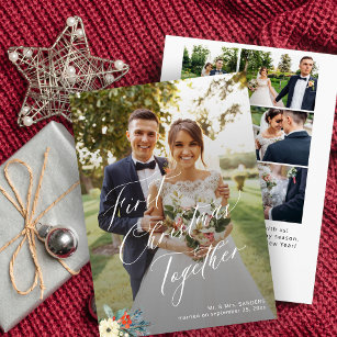 Cartes Pour Fêtes Annuelles Premier Noël jeunes mariés multi photo mariage