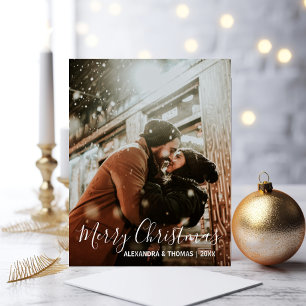 Cartes Pour Fêtes Annuelles Premier Noël Marié Engagé Blanc   PHOTO