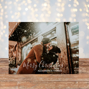 Cartes Pour Fêtes Annuelles Premier Noël Marié Engagé Blanc   PHOTO
