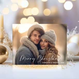 Cartes Pour Fêtes Annuelles Premier Noël Marié Engagé Blanc   PHOTO