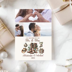 Cartes Pour Fêtes Annuelles Premier Noël occidental en tant que Mme et M 3 Pho