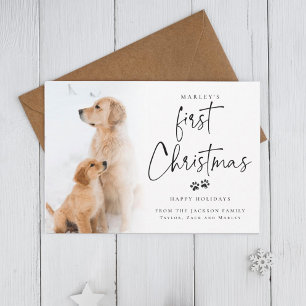 Cartes Pour Fêtes Annuelles Premier Noël   Photo personnalisée de chiot modern