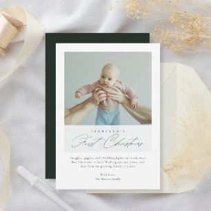 Cartes Pour Fêtes Annuelles Premier script de Noël du bébé Vert minimaliste