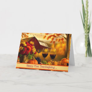 Cartes Pour Fêtes Annuelles Premier Thanksgiving dans une nouvelle maison pers