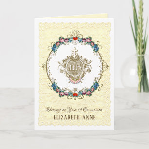 Cartes Pour Fêtes Annuelles Première communion catholique vintage religieuse