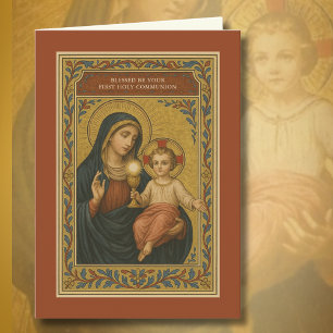 Cartes Pour Fêtes Annuelles Première communion Eucharistie Marie Jésus