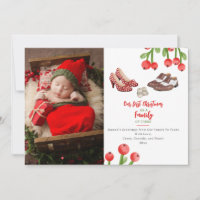 Première famille de Noël de trois chaussures photo