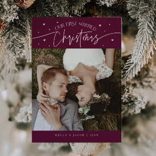 Cartes Pour Fêtes Annuelles Première Mariée Noël Nouvelle Photo Cranberry