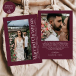 Cartes Pour Fêtes Annuelles Première Mariée Noël Photo Nouveaux mariés Bourgog<br><div class="desc">Célébrez une belle étape avec la Minimal First comme M. et Mme Merry et Marié Photo de Noël Newlyweds Burgundy Mariage Carte de vacances faire-part. Doté d'un design propre et élégant qui met en évidence votre photo préférée, cette carte marque votre premier Noël ensemble en couple marié. Parfait pour partager...</div>