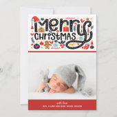 Cartes Pour Fêtes Annuelles Première MERRY CHRISTMAS Photo Annonces de naissan (Devant)