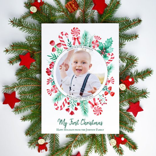 Cartes Pour Fêtes Annuelles Première Noël Baby Keepsaké Photo de Noël