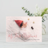 Cartes Pour Fêtes Annuelles Première Noël de bébé Photo de famille avec script (Debout devant)