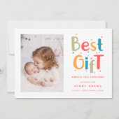 Cartes Pour Fêtes Annuelles Première Noël de bébé rétro Annonce de naissance (Devant)