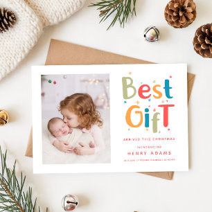 Cartes Pour Fêtes Annuelles Première Noël de bébé rétro Annonce de naissance