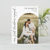 Cartes Pour Fêtes Annuelles Première Noël moderne Engagé Boho Arch Photo (Debout devant)