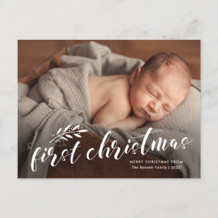 Cartes Pour Fêtes Annuelles Première photo de bébé Noël écrite à la main