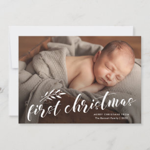 Cartes Pour Fêtes Annuelles Première photo de bébé Noël manuscrite