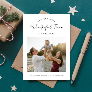 Cartes Pour Fêtes Annuelles Première photo de famille de Noël du bébé