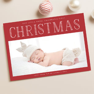 Cartes Pour Fêtes Annuelles Première photo de Noël de bébé Annonce de naissanc