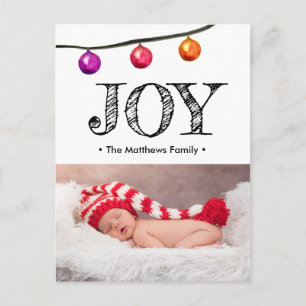 Cartes Pour Fêtes Annuelles Première photo de Noël de bébé Aquarelle Ornements