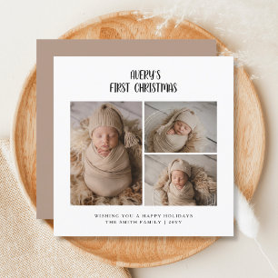 Cartes Pour Fêtes Annuelles Première photo de Noël de l'élégant bébé