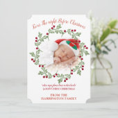 Cartes Pour Fêtes Annuelles Première photo de Noël du bébé (Debout devant)