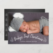 Cartes Pour Fêtes Annuelles Première photo de Noël du bébé Lettered Main (Devant / Derrière)