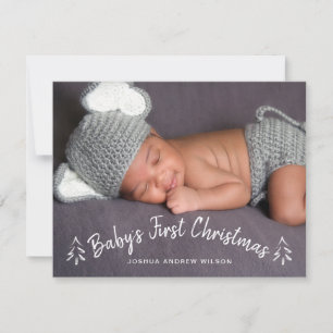 Cartes Pour Fêtes Annuelles Première photo de Noël du bébé Lettré à la main