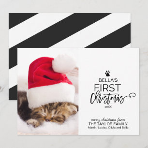 Cartes Pour Fêtes Annuelles Première photo de Noël du chat de Noël