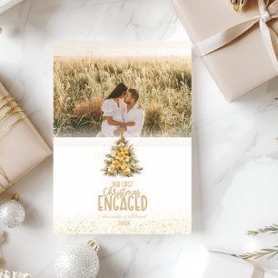Cartes Pour Fêtes Annuelles Première photo en or de Noël engagé