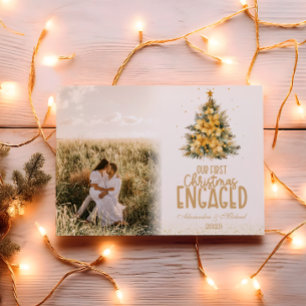 Cartes Pour Fêtes Annuelles Première photo en or de Noël engagé
