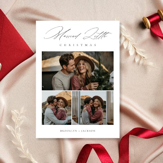 Cartes Pour Fêtes Annuelles Première photo unique de Noël mariée