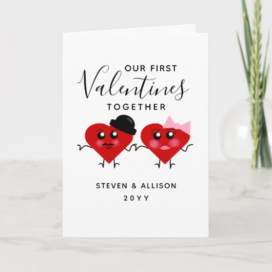 Cartes Pour Fêtes Annuelles Première Saint Valentin Ensemble Funny Coeurs roug (Devant)