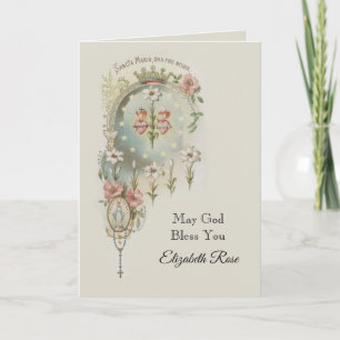 Cartes Pour Fêtes Annuelles Première Sainte Communion Vierge Marie Fleurs