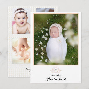 Cartes Pour Fêtes Annuelles Premières Annonces de bébé Pink Rocking Horse Phot