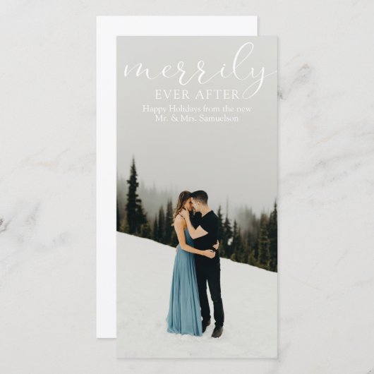 Cartes Pour Fêtes Annuelles Premières Noces Heureusement pour toujours PHOTO (Devant / Derrière)