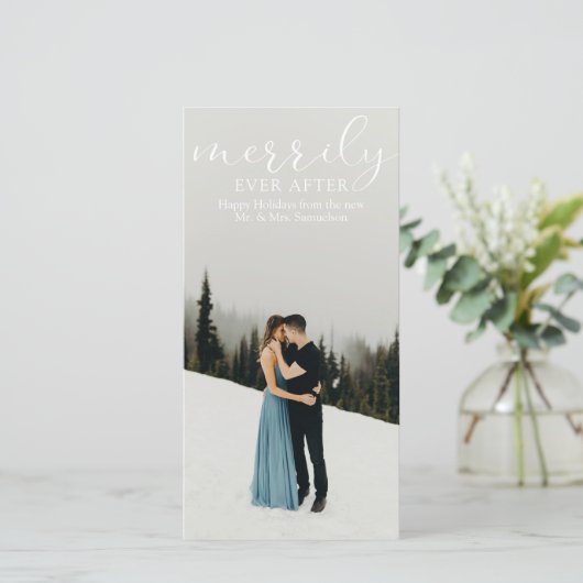 Cartes Pour Fêtes Annuelles Premières Noces Heureusement pour toujours PHOTO (Debout devant)